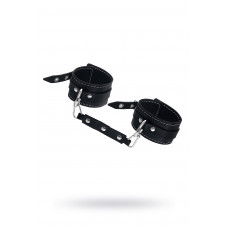 Черные двухслойные кожаные оковы с белой строчкой Черные двухслойные кожаные оковы с белой строчкой