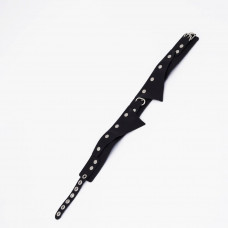 Черный однослойный кожаный ошейник с имитацией воротничка