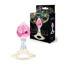 Розоватая анальная пробка с ручкой - 8,5 см.