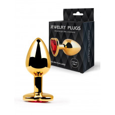 Золотистая анальная пробка с красным кристаллом - 9 см. Золотистая анальная пробка с красным кристаллом - 9 см.