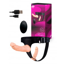 Женский страпон с 2 насадками, вибрацией и пультом ДУ