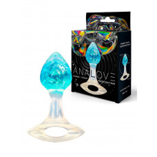 Голубоватая анальная пробка с ручкой - 8,5 см. Голубоватая анальная пробка с ручкой - 8,5 см.