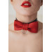 Эффектный красный ошейник-бабочка на черных ремнях Эффектный красный ошейник-бабочка на черных ремнях