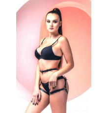 Гартеры с бабочкой Agatha кожа черный L/XL