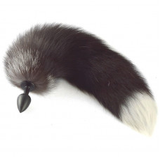 Анальная втулка Sitabella с темно серым хвостом чёрная 7 см Анальная втулка Sitabella с темно серым хвостом чёрная 7 см