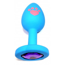 Анальная втулка голубая с рисунком лапа Small кристалл фиолетовый 7 см Анальная втулка голубая с рисунком лапа Small кристалл фиолетовый 7 см