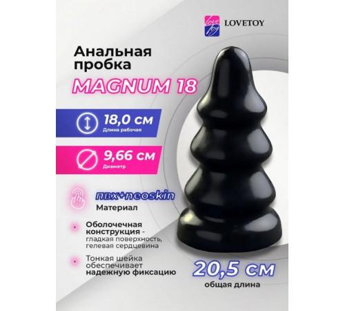 Анальная втулка гигант Black Magnum 20,5 см