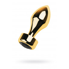 Анальная втулка с черным кристаллом Butt Plug Gold 9,5 см