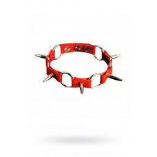 Ошейник с кольцами и шипами красный