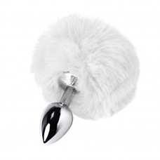 Анальная втулка с белым заячьим хвостом 7 см Анальная втулка с белым заячьим хвостом 7 см
