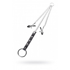 Зажимы для сосков с кольцом для пениса серебристые Зажимы для сосков с кольцом для пениса серебристые