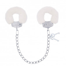 Оковы Notabu BDSM металлические с мехом белые Оковы Notabu BDSM металлические с мехом белые