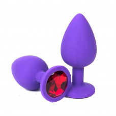 Анальная втулка фиолетовая с кристаллом Small красный 7 см Анальная втулка фиолетовая с кристаллом Small красный 7 см