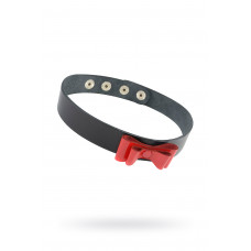 Чокер с красным бантом Sitabella чёрный кожа