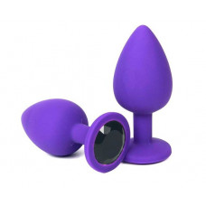 Анальная втулка фиолетовая с кристаллом Medium черный 8 см Анальная втулка фиолетовая с кристаллом Medium черный 8 см