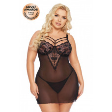 Комбинация и стринги SoftLine Collection Aldona черный XL