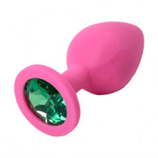 Анальная втулка фуксия с кристаллом Large изумрудный 9,5 см Анальная втулка фуксия с кристаллом Large изумрудный 9,5 см