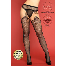 Чулки с поясом и стринги Candy Girl Christabel со стразами черные OS Чулки с поясом и стринги Candy Girl Christabel со стразами черные OS
