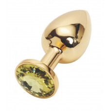 Анальная втулка с кристаллом Large Gold желтый 9 см Анальная втулка с кристаллом Large Gold желтый 9 см