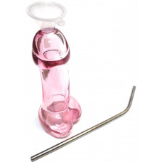 Бокал розовый в форме пениса 110 мл воронка и трубочка