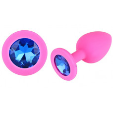 Анальная втулка фуксия с кристаллом Large синий 9,5 см Анальная втулка фуксия с кристаллом Large синий 9,5 см