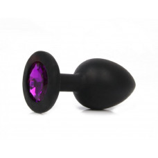 Анальная втулка черная с кристаллом Medium фиолетовый 8 см Анальная втулка черная с кристаллом Medium фиолетовый 8 см