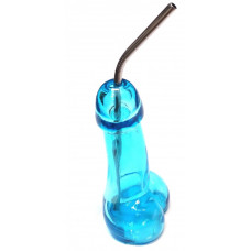 Бокал голубой в форме пениса 110 мл воронка и трубочка