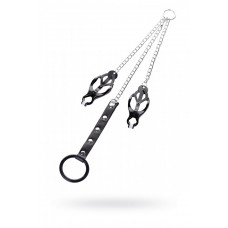 Зажимы для сосков с кольцом для пениса черные Зажимы для сосков с кольцом для пениса черные