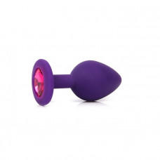 Анальная втулка фиолетовая с кристаллом Large розовый 9,5 см