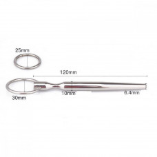 Уретральный стимулятор с кольцом металлический 12 см Уретральный стимулятор с кольцом металлический 12 см