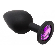 Анальная втулка черная с кристаллом Small фиолетовый 7 см Анальная втулка черная с кристаллом Small фиолетовый 7 см