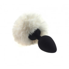 Анальная втулка черная с заячим хвостом Small  7 см