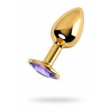 Анальная втулка с кристаллом Small Gold фиолетовым 7 см