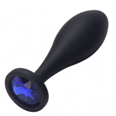 Анальная втулка черная с кристаллом Large синий 11 см Анальная втулка черная с кристаллом Large синий 11 см
