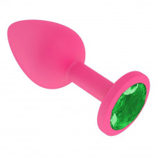 Анальная втулка фуксия с кристаллом Small зеленый 7 см