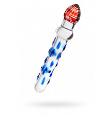 Фаллоимитатор Sexus Glass с голубыми ребрышками 20 см