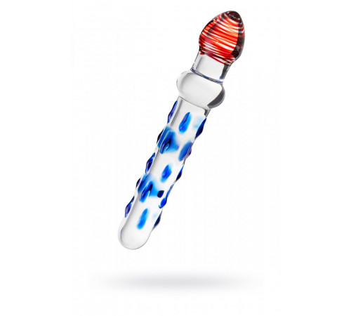 Фаллоимитатор Sexus Glass с голубыми ребрышками 20 см