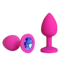 Анальная втулка фуксия с кристаллом Small синий 7 см Анальная втулка фуксия с кристаллом Small синий 7 см