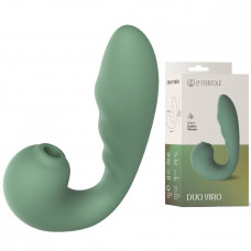 Вакуумный стимулятор клитора с вибратором Duo Viro зеленый 14,8