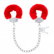 Оковы Notabu BDSM металлические с мехом красные Оковы Notabu BDSM металлические с мехом красные
