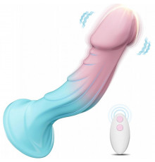 Вибратор силиконовый Silicone toys на присоске с ПДУ 9 режимов 18,8 см