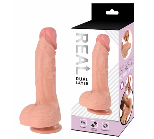 Реалистичный фаллоимитатор Real Dual Layer 16 см
