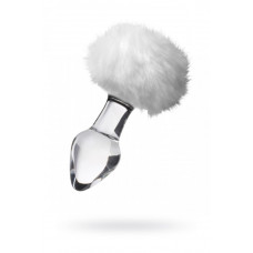 Втулка анальная стеклянная с белым хвостиком 8 см Втулка анальная стеклянная с белым хвостиком 8 см