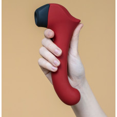 Вакуумный стимулятор клитора с вибратором Halo 2 бордовый 19 см