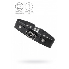 Чокер-ошейник со связанными кольцами на подложке натуральная кожа чёрный Чокер-ошейник со связанными кольцами на подложке натуральная кожа чёрный