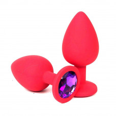 Анальная втулка красная с кристаллом Large фиолетовый 9 см Анальная втулка красная с кристаллом Large фиолетовый 9 см