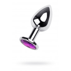Анальная втулка с кристаллом сердце Medium аметист 8 см