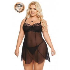 Ночная сорочка SoftLine Collection Carla и стринги черные XL Ночная сорочка SoftLine Collection Carla и стринги черные XL