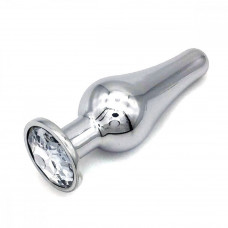 Анальная втулка конус серебро с прозрачным кристаллом 11 см Анальная втулка конус серебро с прозрачным кристаллом 11 см