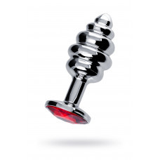 Анальная пробка Butt Plug Silver ребристая рубин 7,2 см Анальная пробка Butt Plug Silver ребристая рубин 7,2 см